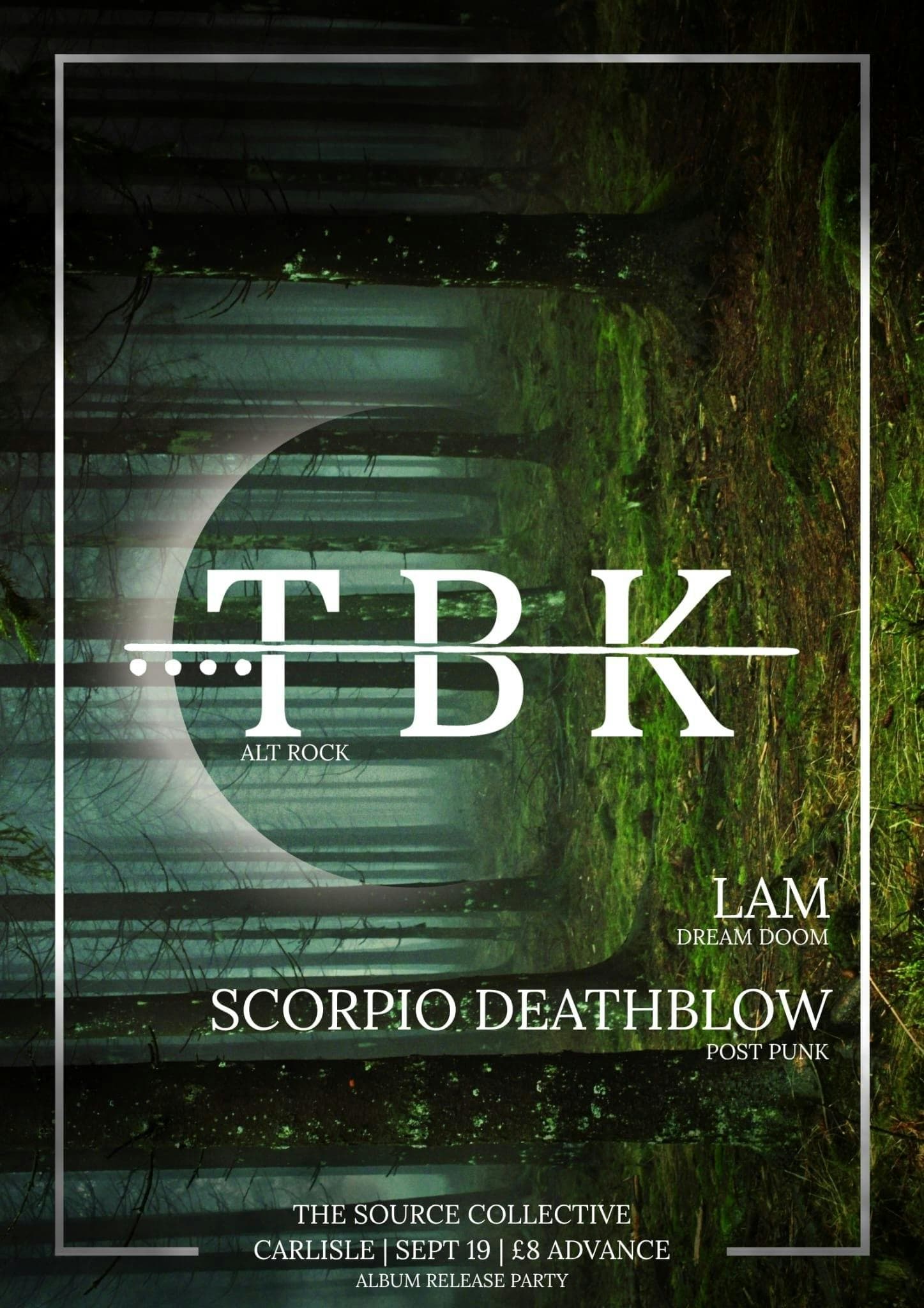 TBK, LAM and Scorpio Deathblow album release party poster